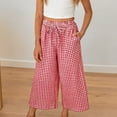 thumbnail image 2 of Favoffer Toddler Girls Pants Summer Cute Plaid Linen Blend Mosquito Proof Wide Leg Cropped Trousers Casual Loose Bottoms Daily Home Outdoor Play Sizes 12M-12Y, 2 of 9