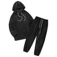 thumbnail image 2 of Juebong Tracksuits for Men Solid Color Fleece Loose Fit Athletic Casual Long Sleeve And Pants Hooded Sweatshirts Winter Black,XXL, 2 of 5