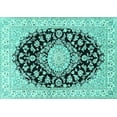 thumbnail image 1 of Ahgly Company Machine Washable Indoor Rectangle Medallion Turquoise Blue Traditional Area Rugs, 8' x 12', 1 of 4