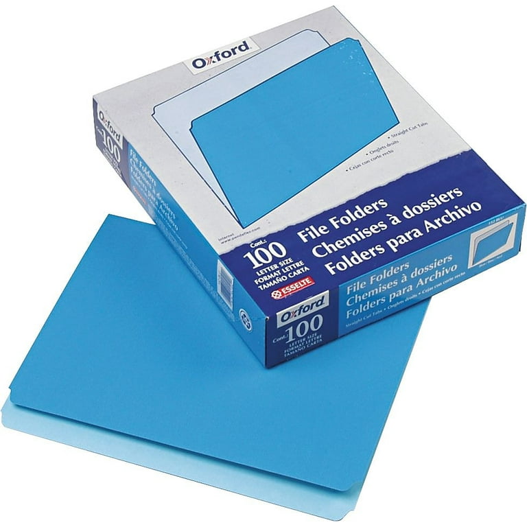 Colored File Folders, Straight Tabs, Letter Size, Blue/Light Blue, 100/Box Colored File Folders, Straight Tabs, Letter Size, Blue/Light Blue, 100/Box