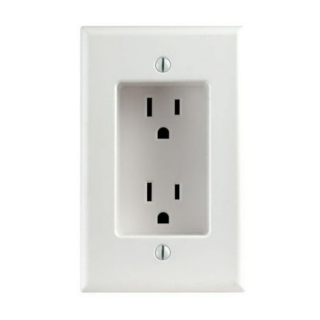 Leviton R52-00689-00W 1-Gang Recessed Duplex Receptacle, 125 V, 15 A, 2 Pole, 3 Wire, White
