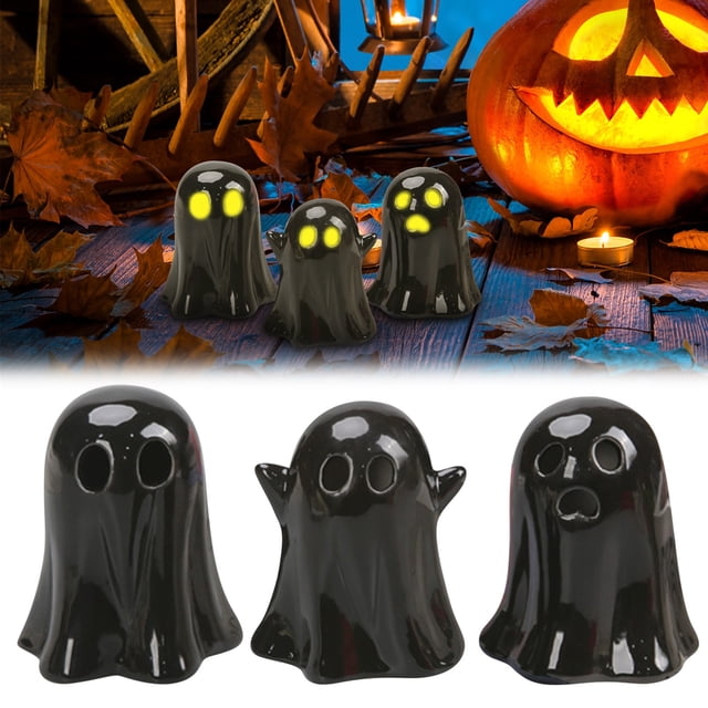 WHEANG Halloween Decorations 3PCS Cute LED Light Up Statue Figurines For Props Home Tabletop Decorations For Indoor Halloween Decor