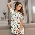 thumbnail image 3 of Honeii Cute tractor and vehicle Print Women's Loose Short Sleeve Nightgown, Soft Cotton Sleepwear, Comfy Loose Fit Pajama Dress for Sleep and Lounge, 3 of 6