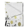 thumbnail image 2 of Christmas Soft Flannel Fleece Throw Blanket, Merry Christmas Lettering on an Abstract Modern Snowflake Dot Pattern, Cozy Plush for Indoor and Outdoor Use, 50" x 70", Multicolor, by Ambesonne, 2 of 5