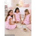 thumbnail image 4 of Beezizac Teen/Little Girls Nightgown - Summer Ruffle Short Sleeves Sleepwear Cute Bow Striped Print Nightdress Pajama Size 10, 4 of 8