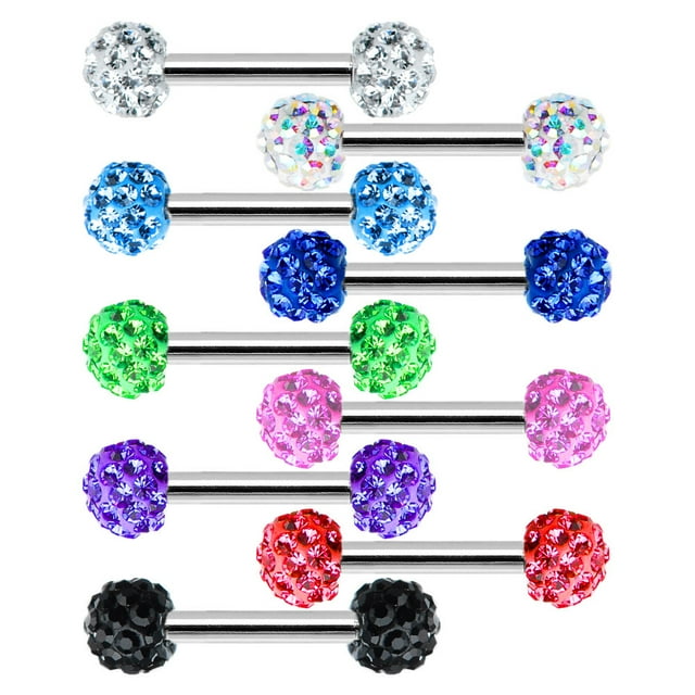 Paire de Bijoux de Corps Anneau de Mamelon Barres Rondes Boule de Ferido 16G Barre