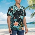 thumbnail image 3 of Susaid Black Panther Floral Illustration Print Short Sleeve Shirts Button Down Casual Shirts Summer Beach Aloha Button Down Short Sleeve for Men ,Medium, 3 of 7