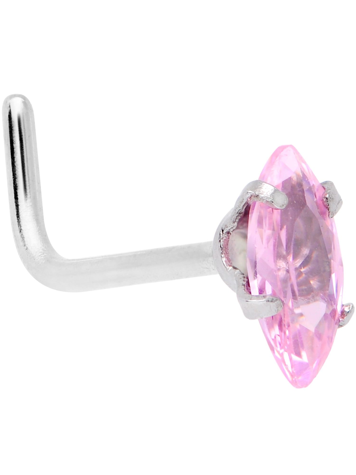 Body Candy Womens 20G 6mm 316L Stainless Steel L Shaped Nose Ring Pink