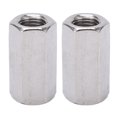 thumbnail image 1 of Hex Connector Nut, High Hardness 2PCS Stainless Steel Robust Hex Coupling Nuts Silver Rustproof  For Connection, 1 of 8