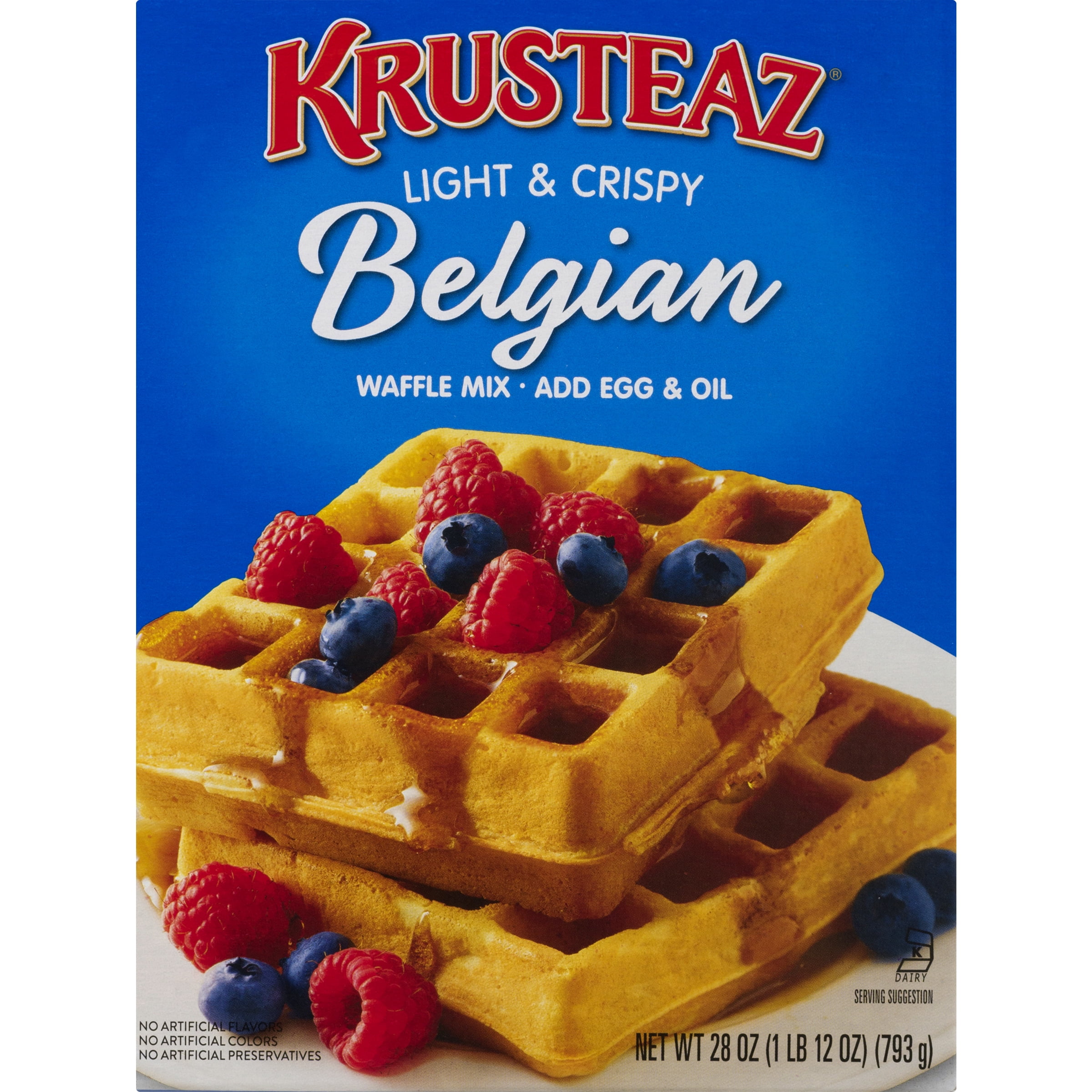 Krusteaz Light & Crispy Belgian Supreme Waffle Mix, 28 oz Box