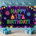 thumbnail image 6 of Neon Light Happy 13th Birthday Banner Firework Design Birthday Display Colorful Flags Vibrant Colors Neon Party Backdrop for 13th Birthday Party Teen Celebration Indoor Decoration, 6 of 9