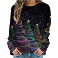thumbnail image 2 of Craaazy Women's Christmas Tops Christmas Print Crewneck Long Sleeve Xmas Funny Shirts Gifts, 2 of 5