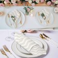 thumbnail image 2 of Cream Moire Cloth Napkins, Water Ripple Stripe Farmhouse Washable and Reusable Dinner Napkins Set of 8, Table Napkin for Kitchen Party Birthday Wedding Hotel Housewarming 20"x20", 2 of 8