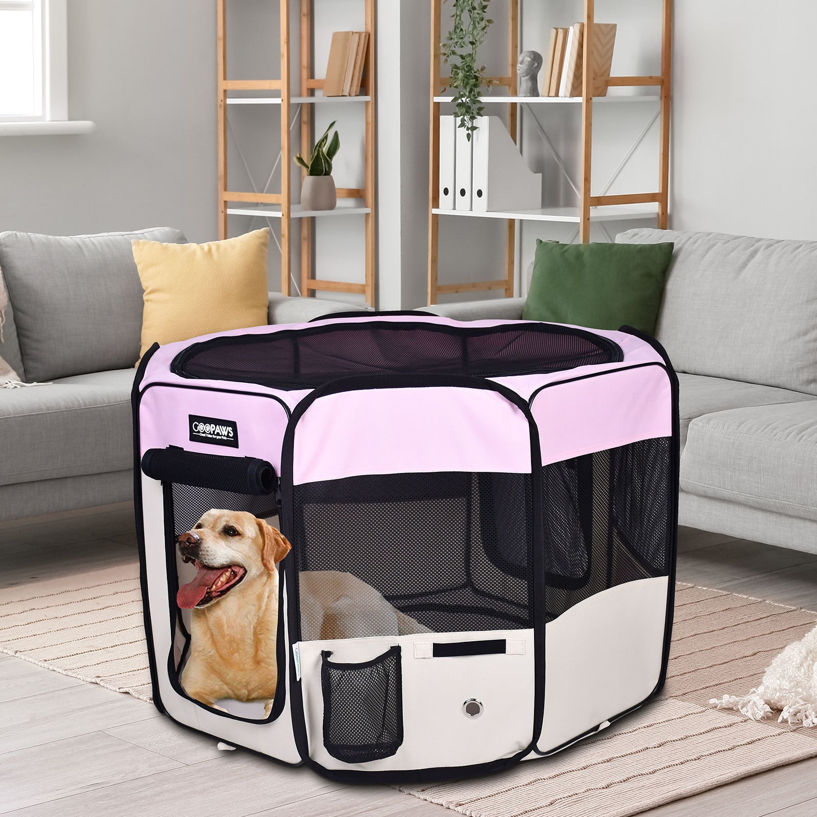 GOOPAWS Pet Dog Playpens 36", 45" & 61" Portable Soft Dog Exercise Pen Kennel with Carry Bag for Puppy Cats Kittens Rabbits, Indoor/Outdoor Use