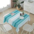 thumbnail image 6 of Turquoise Ombre Stripe Table Cloth Waterproof Tablecloths, Farmhouse Simple Striped Tablecloth Dining Table Cover for Kitchen Party Tabletop Outdoor, Square Tablecloth 54x54 Inch, 6 of 9