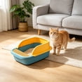 thumbnail image 6 of HWRETIE Semi Enclosed High Sided Cat Litter Box Splash Proof Open Top Design Spacious Cat Toilet for Cats Under 10 Pounds Easy Clean Indoor Litter Tray, 6 of 6