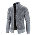 thumbnail image 2 of Mens Jackets Slim Fit Mens Outwear Coat Men'S Wool Blend Coat Winter Sweater Long Sleeve Plus Velvet Turtleneck Thick Diamond Block Check Sweater Fashion Cardigan Streetwear Jacket, 2 of 5