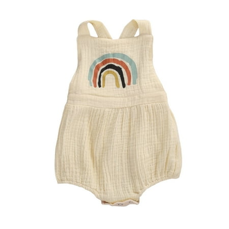 

Kiapeise Baby Rainbow Print Sleeveless Romper Suspenders Jumpsuit