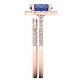 thumbnail image 3 of 2.56 ct Brilliant Round Cut Tanzanite 18K Rose Gold Halo Solitaire with Accents Engagement Bridal Wedding Ring Band Set size 3.5, 3 of 7