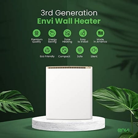 Envi 220 Volt Hardwired Electric Panel Wall Heater for Home, Energy Efficient, Child Safe, Quiet, Great for Bedrooms, Bathrooms, Office, Kitchen, Garage, Tip-Over Protection, Comfort-Level Thermostat
