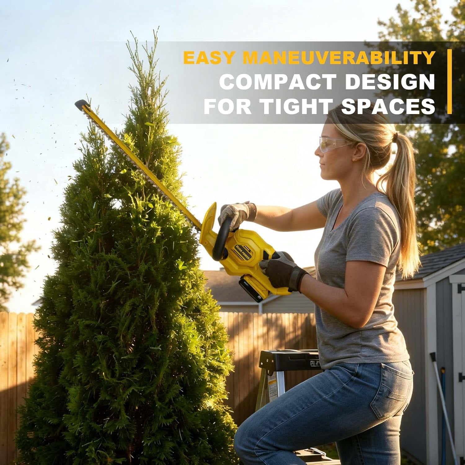 22-Inch Cordless Hedge Trimmer Compatible with DeWalt 20V  Battery, Lightweight Electric Bush Shrub Edge Trimmer with 250W Motor for Yard Maintenance