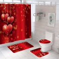 AUMIY Romantic Red Love Heart Shower Curtain Set With Rugs Valentine‘s