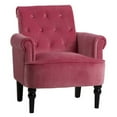 thumbnail image 4 of Elegant Button Tufted Club Chair Accent Armchairs Roll Arm Living Room Cushion with Wooden Legs, Rosewood Velvet, 4 of 9