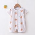 thumbnail image 2 of kpoplk Newborn Infant Baby Boy Fishing Outfit First Birthday Clothes Pure Cotton Summer Short Sleeve Romper Jumpsuit Size 12-18 Months,Coffee, 2 of 4