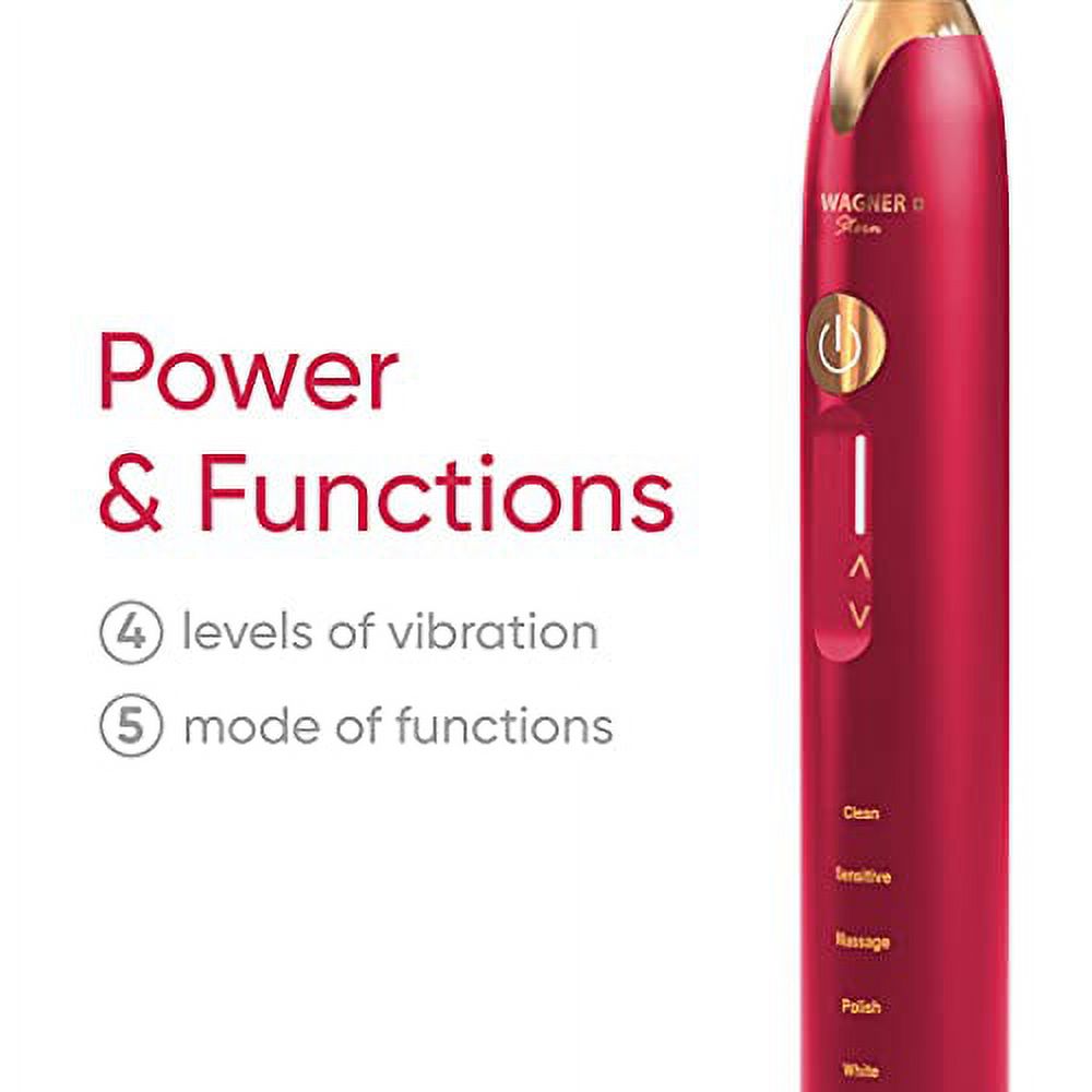 Wagner & Stern. Duette Series. 2 Electric toothbrushes with Pressure Sensor. 5 Brushing Modes and 4 Intensity Levels, 10 Dupont Bristles, 2 Premium Travel Cases. (Burgundy/Black)