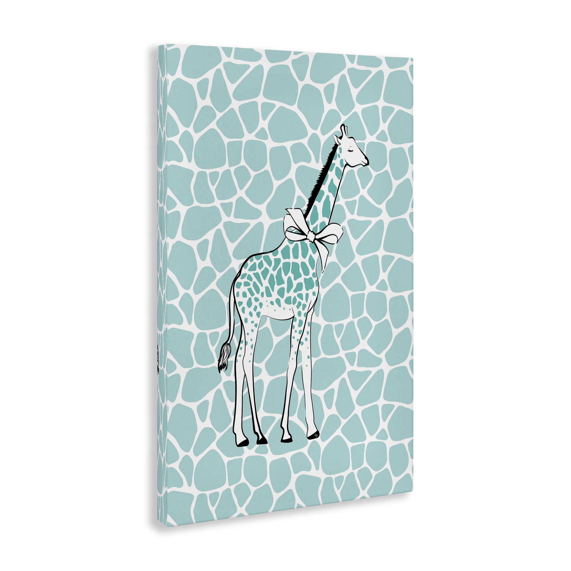 Stupell Industries Blue Patterned Glam Giraffe Animals & Insects Painting Gallery Wrapped Canvas Art Print Wall Art, 16 x 24