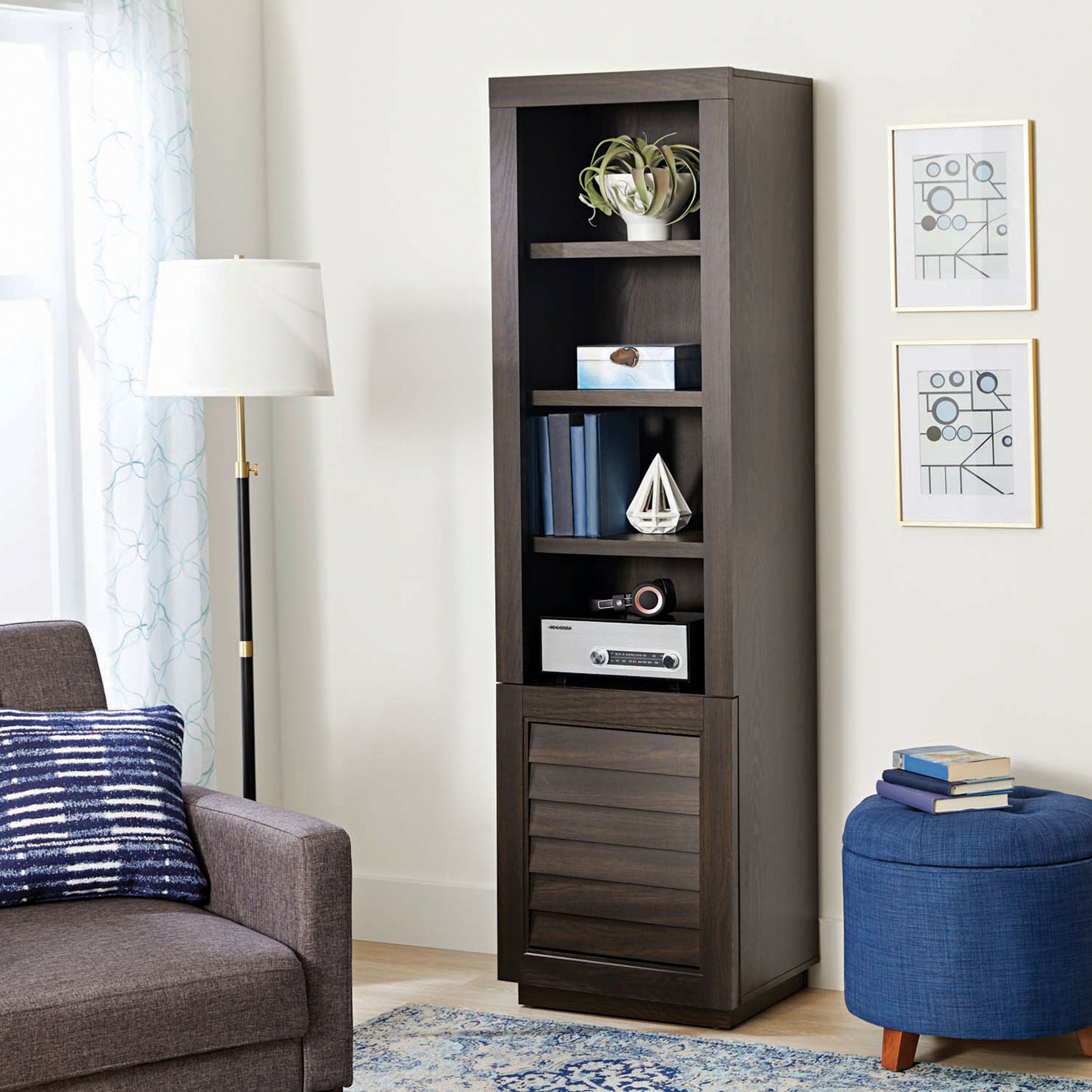 Better Homes Gardens Ellis Shutter Tower Bookcase And Cabinet
