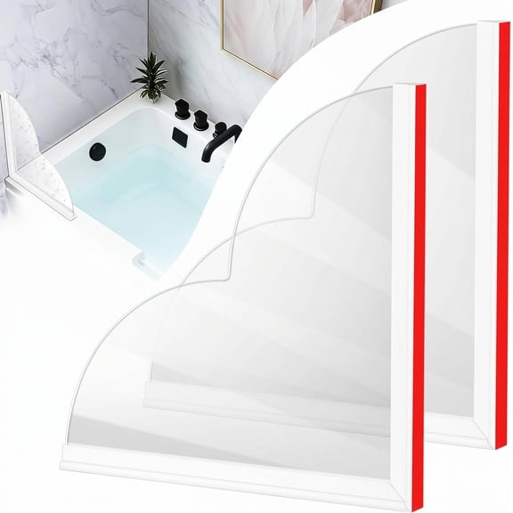 Shower Splash Guard Kit - 2 Pack Self-Adhesive Bathtub Water Blocker for Tub and Walk-in Shower, 9.25 x 9.25 Inch