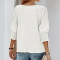 thumbnail image 4 of Timegard Tops for Women Round Neck Puff 1/2 Sleeve Loose Comfy Blouse Summer Casual Solid Color Tops, 4 of 5