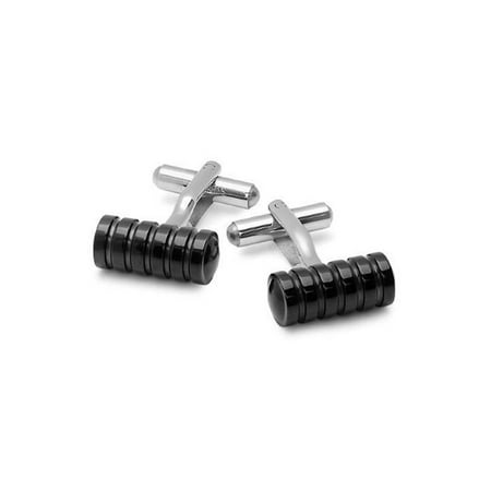 Silver and Black Stainless Steel Cufflinks For Men 26x18mm