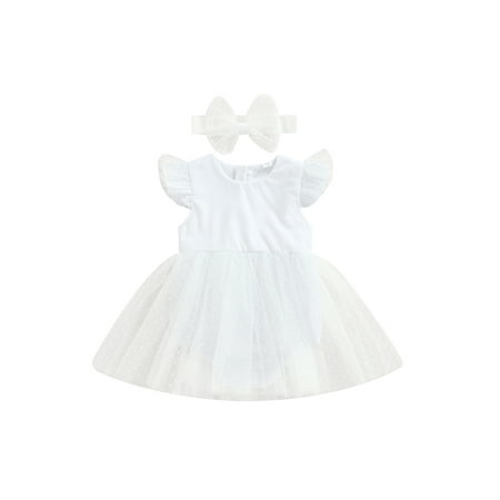

TheFound Newborn Baby Girl Tulle Romper Dress Kids Sequin Long Sleeve Bodysuit Dresses with Headband Princess Outfits