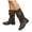 a-Brown, variant on Knee High Boots for Women Buckle Wide Calf Slouchy Riding Boot Low Heel Pull on Biker Motorcycle Gothic Shoes