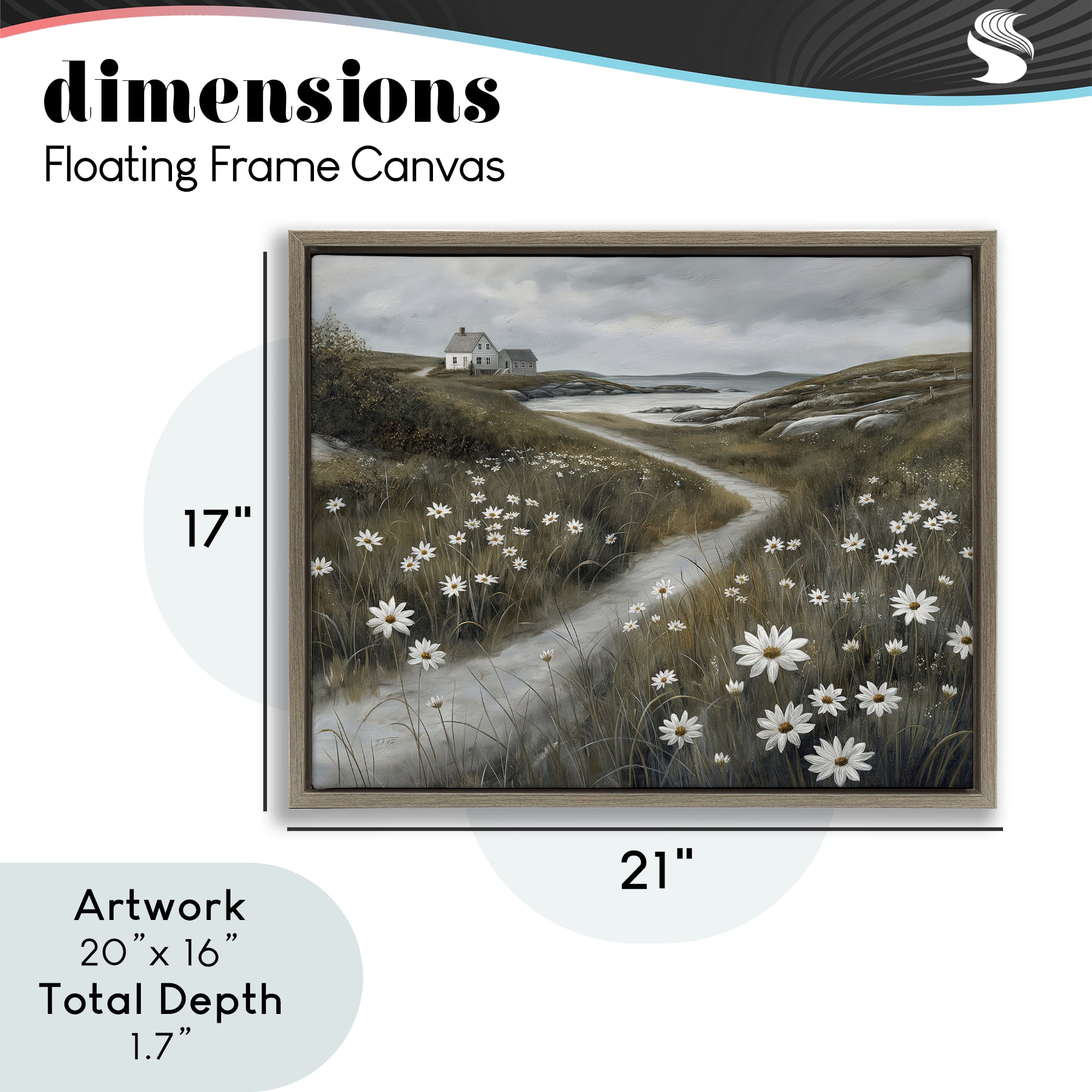Stupell Industries Daisies Along Coastal Path Brown Framed Floater Canvas Wall Art, design by Imagine It Images
