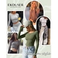 thumbnail image 5 of Ekouaer Long Sleeve Shirts for Women 3 Pack Scoop Neck Fitted Tops Thermal Undershirt Stretch Base Layer Soft Tee Light Blue/White/Black, 5 of 6