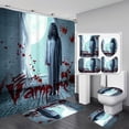 thumbnail image 5 of Happy  Shower Curtain Magic Witch Broom Spider Web Pumpkin Bat Shower Curtains Black White  Fabric Shower Curtains Sets with Hooks for Bathroom Decor, 72W x 72H Inches, 5 of 5