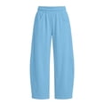 thumbnail image 3 of lnmuld Girls Solid Wide Leg Sweatpants Soft Loose Casual Trousers with Side Pockets Blue,10-11 Years, 3 of 4