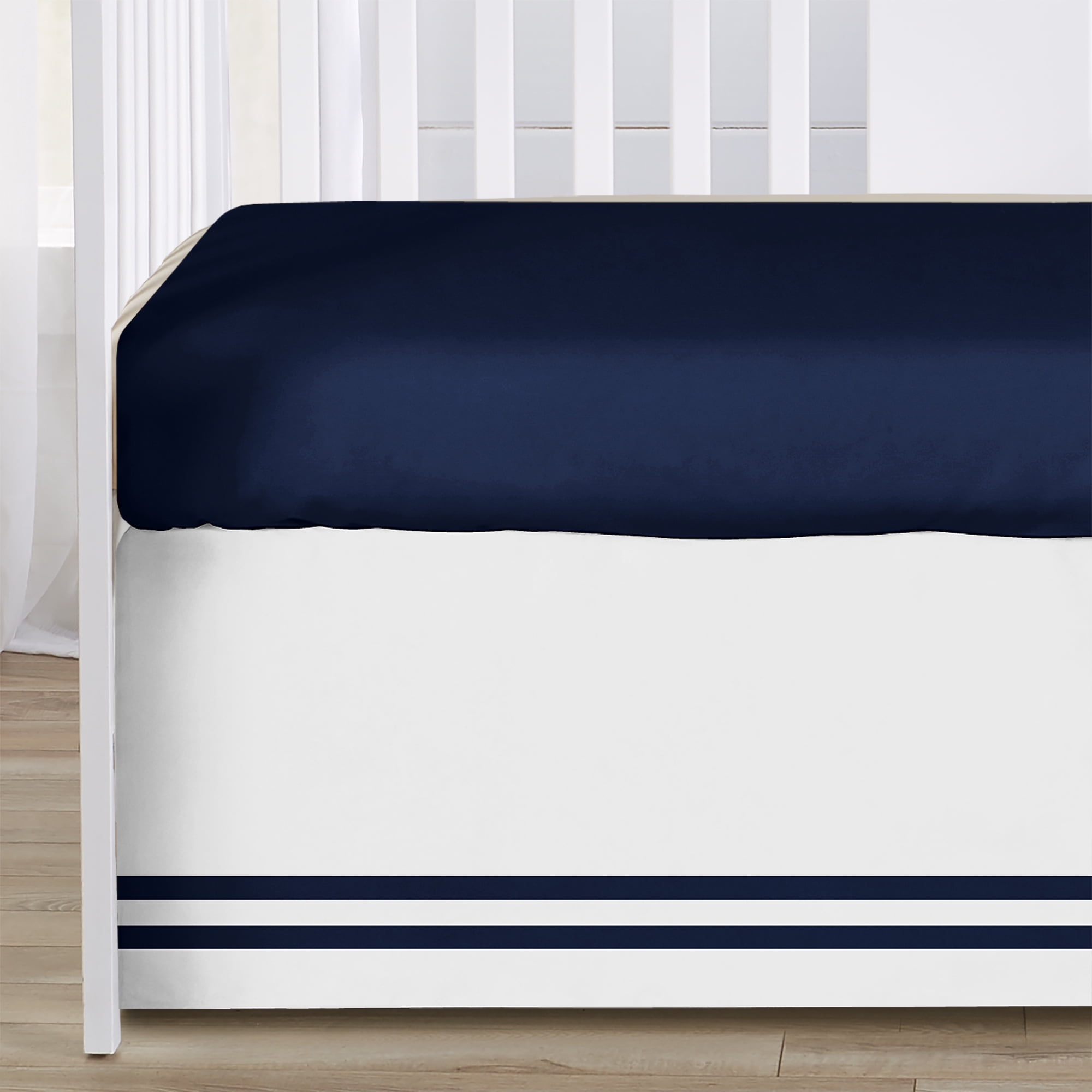 Sweet Jojo Designs Anchors Away White and Blue 4 Piece Crib Bedding Set