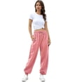 thumbnail image 4 of 2026 Petite Sweatpants for Women Baggy Drawsting High Waisted Wide Leg Sweat Pants Casual Workout Joggers with Pockets Pink 2XL, 4 of 5