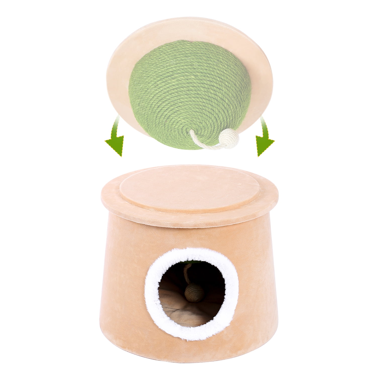 Pefilos Convertible Pet Cat Cave House Ottoman for Cat Kittens Green M Pefilos Convertible Pet Cat Cave House Ottoman for Cat Kittens Green M