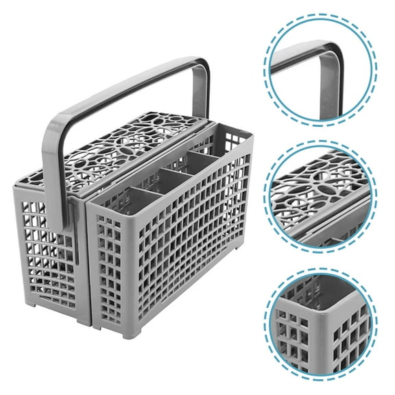USHOBE 1Set Dishwasher Baskets for Home Users Cutlery Storage Grey Plastic 9.04X5.11X4.87in