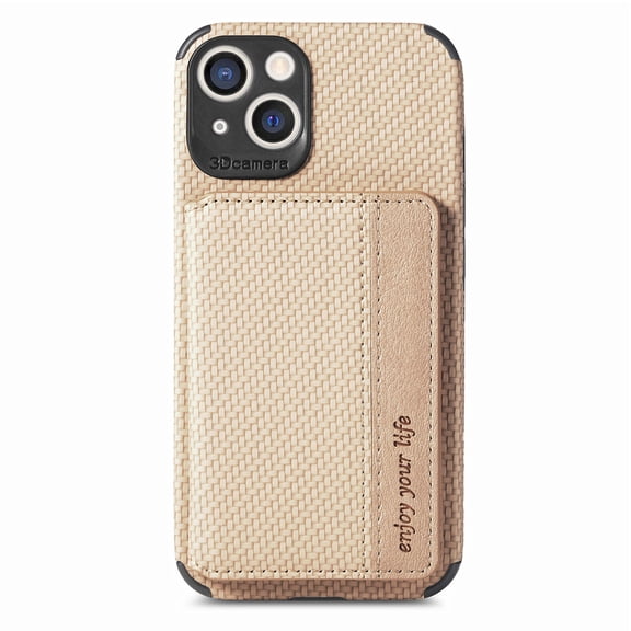 K-Lion for iPhone 14 Wallet Case Stylish Weaving Pattern with RFID Blocking Card Slots Kickstand Function Magnetic Shockproof Protective Purse Case for iPhone 14,Khaki