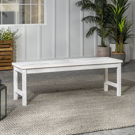 Manor Park Modern Slatted Outdoor Dining Table, White Wash
