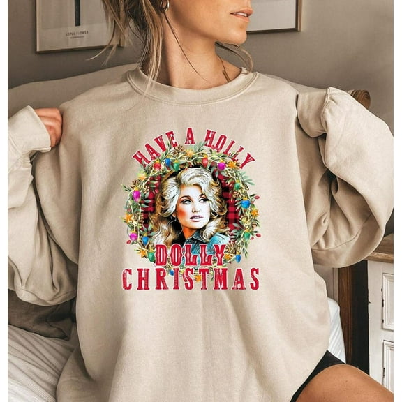 Velto Music holiday Sweatshirt, Have A Holly Dolly holiday Shirt, Holly Xmas Gift All Size S-3XL