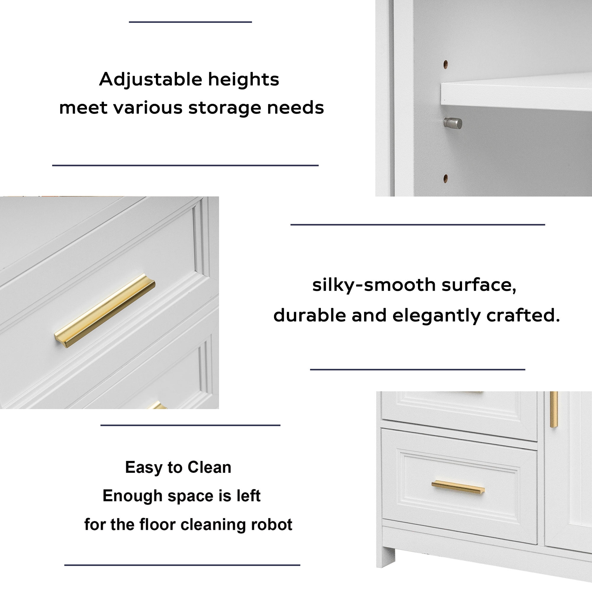 Kitchen Storage Cabinet, modern Buffet Cabinet , Storage with 3 Drawers and 1 Doors,Floor Sideboard Buffet for Living Room, Dining Room, Bathroom,(WHITE Color)