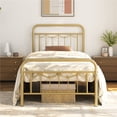 thumbnail image 1 of Yaheetech Metal Platform Bed Frame with Vintage Headboard and Footboard, Twin, Antique Gold, 1 of 7
