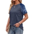thumbnail image 4 of Fantaslook Color Block T Shirts for Women Crewneck Short Sleeve Tops Summer Blouses Fashion Clothes, 4 of 8